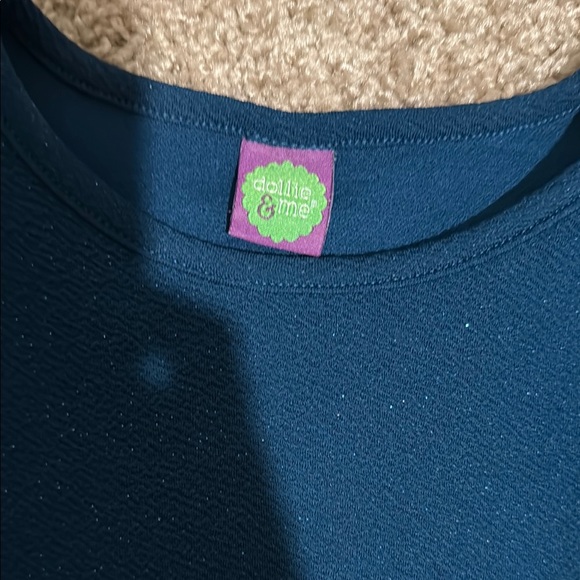 Dollie & Me Blue Silver Pleated Fit and Flare Dress - Picture 2 of 4